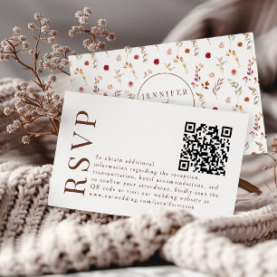 ボホ秋秋フローラ結婚式RSVP QRコードカード エンクロージャーカード