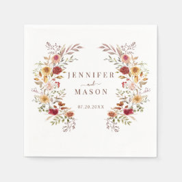 ボホ秋秋乾花リース結婚ズ スタンダードカクテルナプキン