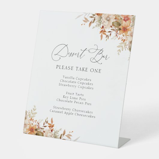 ボホ秋秋花模様デザートバー標識 台座サイン (正面)