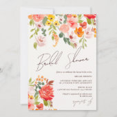 ボホ秋素朴なハンド絵を描フローラブライダルシャワー 招待状 (正面)