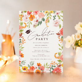 ボホ秋素朴な手色彩の鮮やかフローラ卒業 招待状