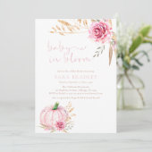 ボホ秋素朴カボチャのベビーガールシャワー 招待状 (スタンド正面)