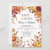 ボホ秋素朴フローラ結婚花 招待状 (正面)