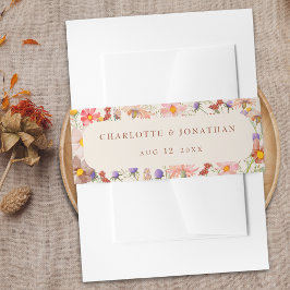 ボホ秋素朴ワイルドフラワーフローラベージュ結婚ズ 招待状ベリーバンド