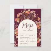 ボホ秋素朴ワイルドフラワーフローラ結婚アーチ 出欠カード (正面)