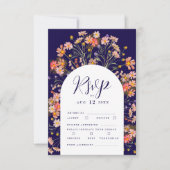 ボホ秋素朴ワイルドフラワーフローラ結婚アーチ 出欠カード (正面)