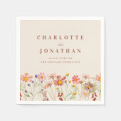 ボホ秋素朴ワイルドフラワーフローラ結婚ズ スタンダードカクテルナプキン (正面)