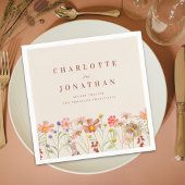 ボホ秋素朴ワイルドフラワーフローラ結婚ズ スタンダードカクテルナプキン