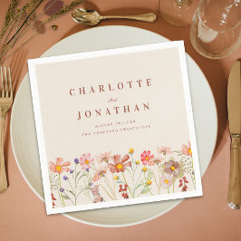 ボホ秋素朴ワイルドフラワーフローラ結婚ズ スタンダードカクテルナプキン