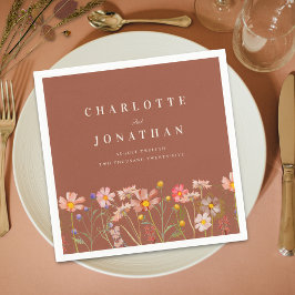 ボホ秋素朴ワイルドフラワーフローラ結婚ズ スタンダードカクテルナプキン