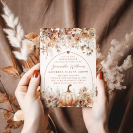 ボホ秋素朴ワイルドフラワーブライダルシャワー 招待状