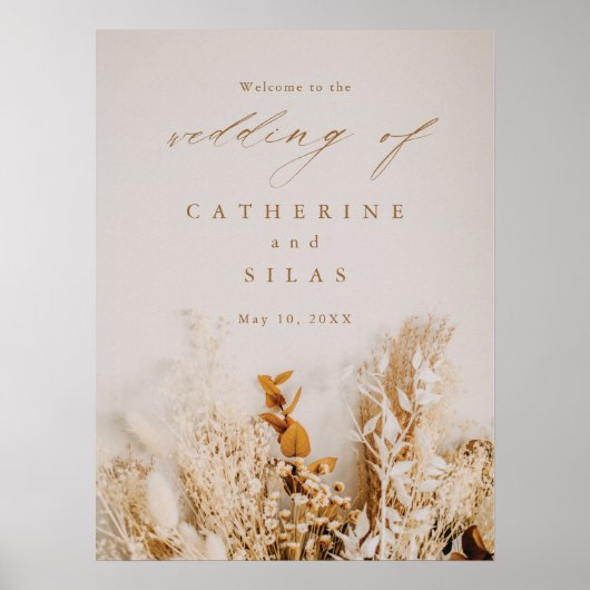 ボホ秋結婚花の歓迎サイン ポスター (正面)