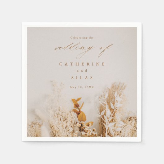 ボホ秋結婚花 スタンダードカクテルナプキン (正面)