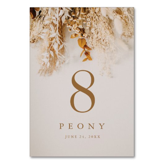 ボホ秋結婚花 テーブルナンバー (正面)