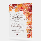 ボホ秋色彩の鮮やか素朴フローラ結婚歓迎 アクリルサイン (傾斜)