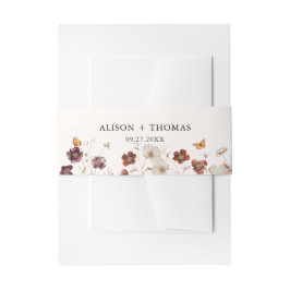 ボホ秋花模様バタフライ結婚ズ 招待状ベリーバンド