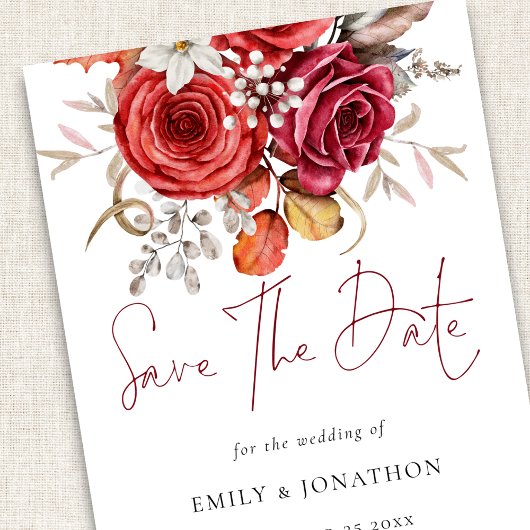 ボホ秋花模様QRコード結婚ズ セーブザデート