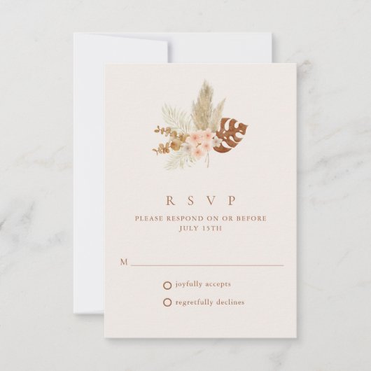 ボホ秋花素朴花結婚式RSVP 出欠カード (正面)