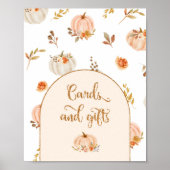 ボホ秋金ゴールドフローラカボチャのカードとギフト ポスター (正面)