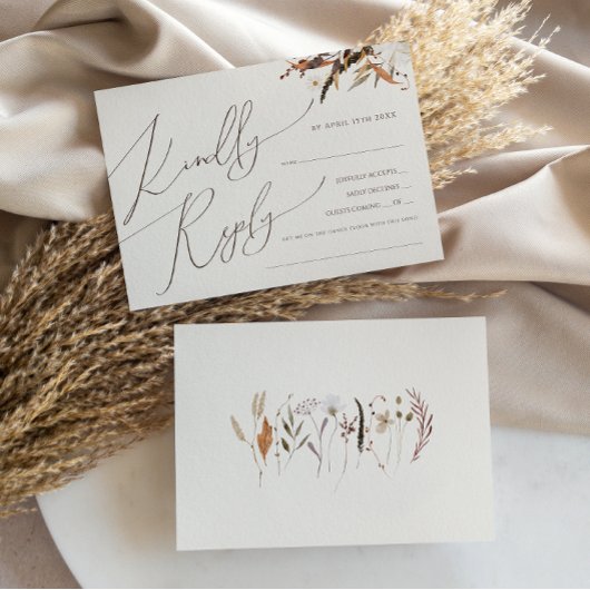 ボホ秋 | Beige水平メニュー選択RSVP 出欠カード