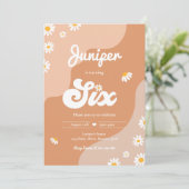 ボホ第6誕生日デイジーフローラGroovy 70のパーティー 招待状 (スタンド正面)