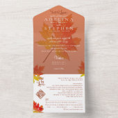 ボホ紅葉ラブズのオレンジ色の秋を燃結婚やした オールインワン招待状 (内側)