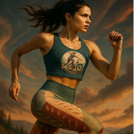 ボホ紅葉 ストライプの カプリレギンス