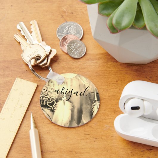 ボホ素晴らしボヘミアンスタイルドリームキャッチャー羽根 キーホルダー (デスク)