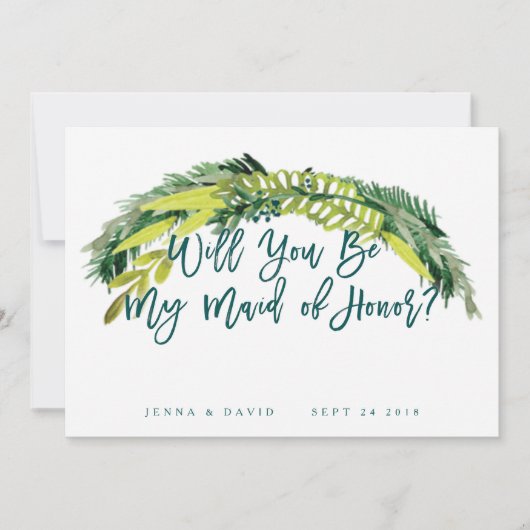 ボホ素朴が私のメイド・オブ・オーナー（花嫁付き添い人）カード 招待状 (正面)