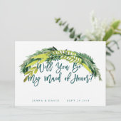 ボホ素朴が私のメイド・オブ・オーナー（花嫁付き添い人）カード 招待状 (スタンド正面)