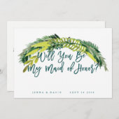 ボホ素朴が私のメイド・オブ・オーナー（花嫁付き添い人）カード 招待状 (正面/裏面)