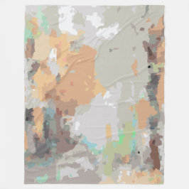 ボホ素朴なレトロオレンジ、トープ、ブラウン、ティール（緑がかった色）抽象芸術 フリースブランケット