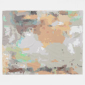 ボホ素朴なレトロオレンジ、トープ、ブラウン、ティール（緑がかった色）抽象芸術 フリースブランケット (正面(横))