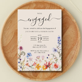 ボホ素朴な野草婚約パーティ 招待状