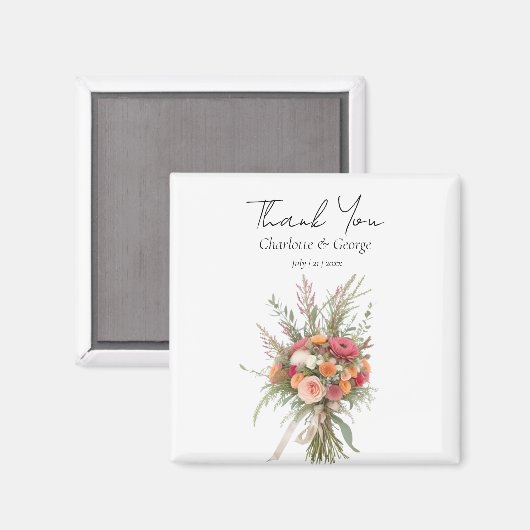 ボホ素朴の結婚ブーケフラワー結婚式の引き出物 マグネット (正面/裏面)