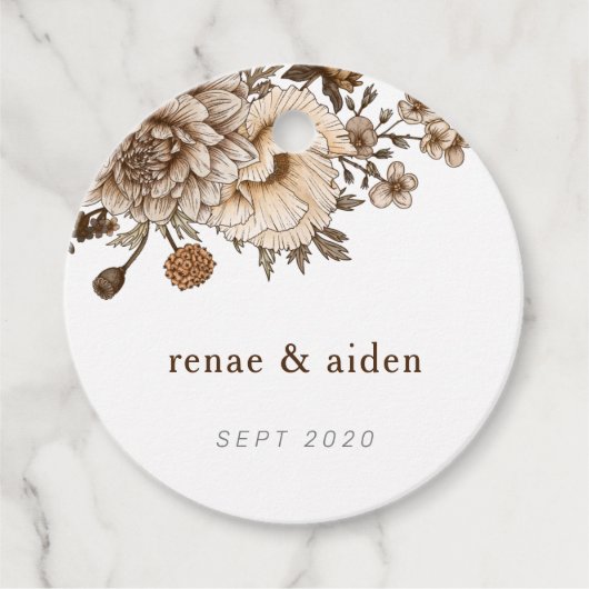 ボホ素朴の結婚ラベル、ブラウンヴィンテージ フェイバータグ (正面)