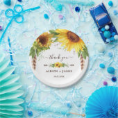 ボホ素朴ひまわり花婚宴お引き ペーパープレート (パーティー)