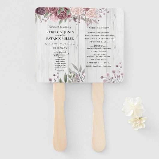 ボホ素朴ほこりっぽいバラピンク結婚の花の手F ハンドファン (正面&裏面)