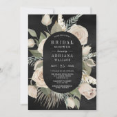 ボホ素朴アイボリーバラセージブラックブライダルシャワー 招待状 (正面)