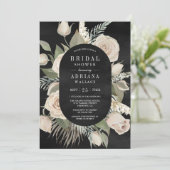 ボホ素朴アイボリーバラセージブラックブライダルシャワー 招待状 (スタンド正面)