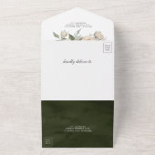 ボホ素朴アイボリーバラダークセージグリーン結婚ズ オールインワン招待状 (外側)