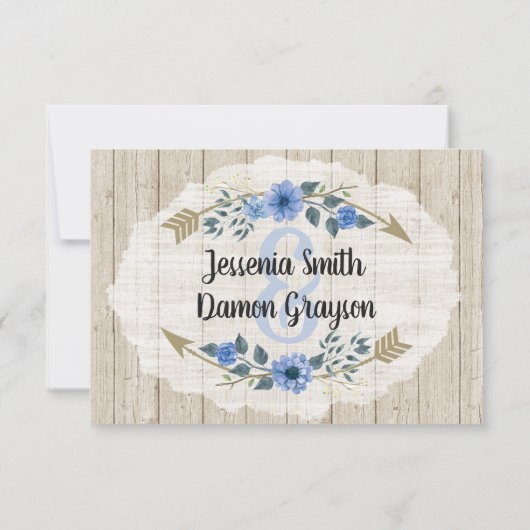 ボホ素朴アローズ水彩フローラ結婚式RSVP 出欠カード (裏面)