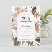 ボホ素朴アーチフレームフローラ90th誕生日パーティー 招待状 (スタンド正面)