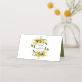 ボホ素朴イエローヒマワリ結婚フローラ プレイスカード (裏面)