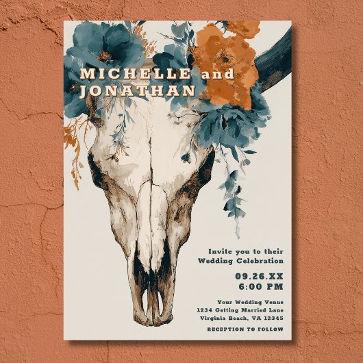 ボホ素朴ウェスタンフローラブルカウカスカル結婚ズ 招待状