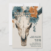 ボホ素朴ウェスタンフローラブルカウカスカル結婚ズ 招待状 (正面)