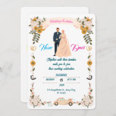 ボホ素朴ウェディング招待テンプレート 招待状 (正面/裏面)