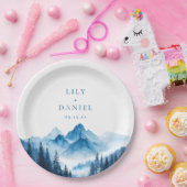 ボホ素朴ウォーターカラーブルーマウンテン結婚ズ ペーパープレート (パーティー)