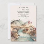 ボホ素朴ウォーターカラーマウンテン結婚ズ 招待状 (正面)