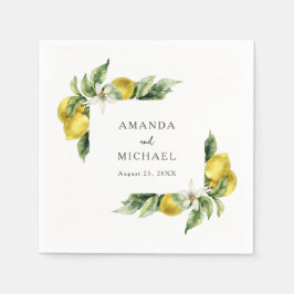 ボホ素朴ウォーターカラーレモン結婚ズ スタンダードカクテルナプキン